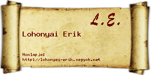 Lohonyai Erik névjegykártya